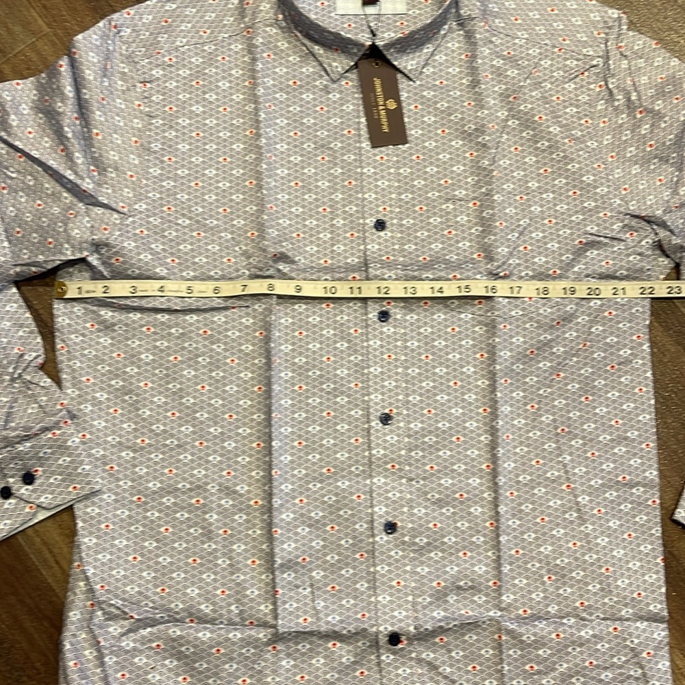 NWT Johnston & Murphy Blue Patterned Men's Shirt - Picture 5 of 5